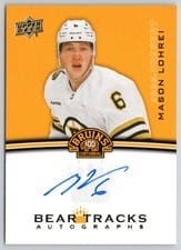 2023-24 Upper Deck Boston Bruins Centennial Bear Tracks Autographs Mason Lohrei #BT-ML card