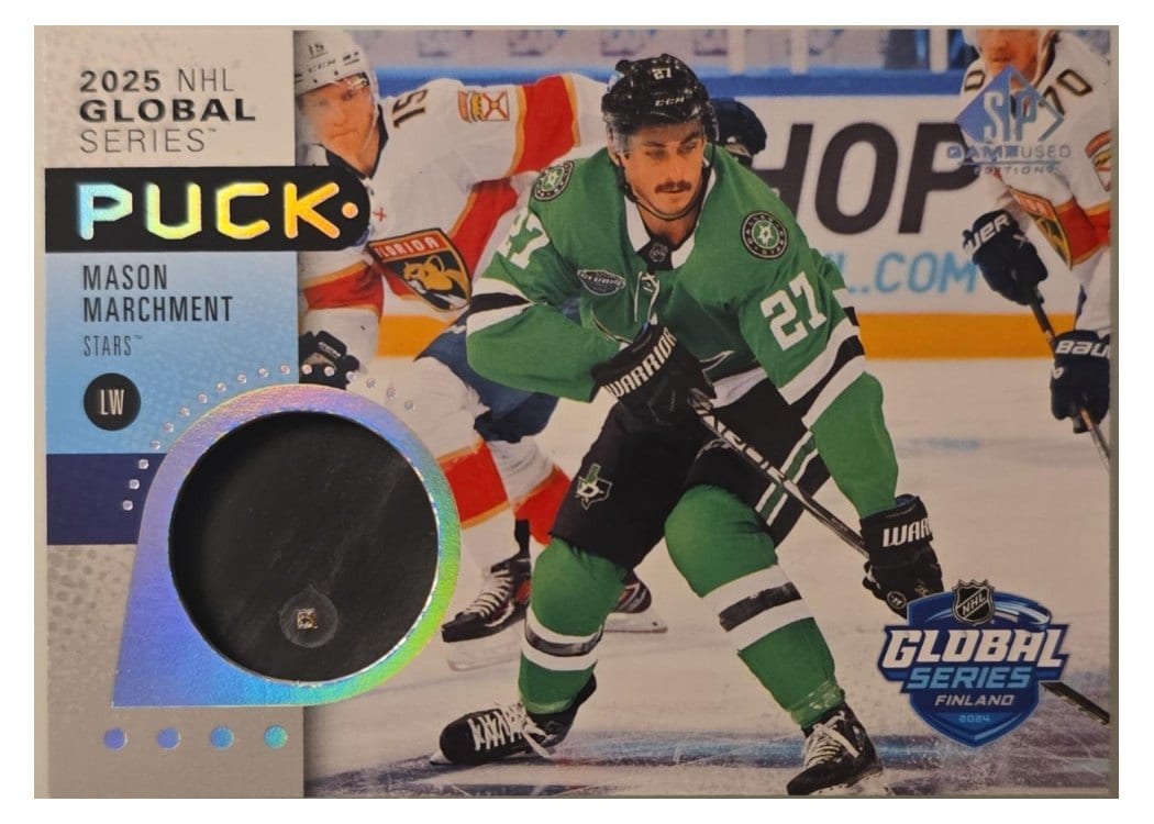 2025-26 SP Game Used 2024 Global Series Stars vs. Panthers Puck Relics Mason Marchment #GSP-MM card