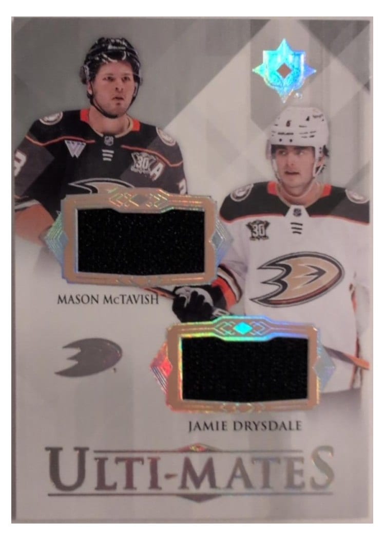 2023-24 Upper Deck Ultimate Collection Ulti-Mates Dual Jersey Mason McTavish/Jamie Drysdale #UTM-DM card