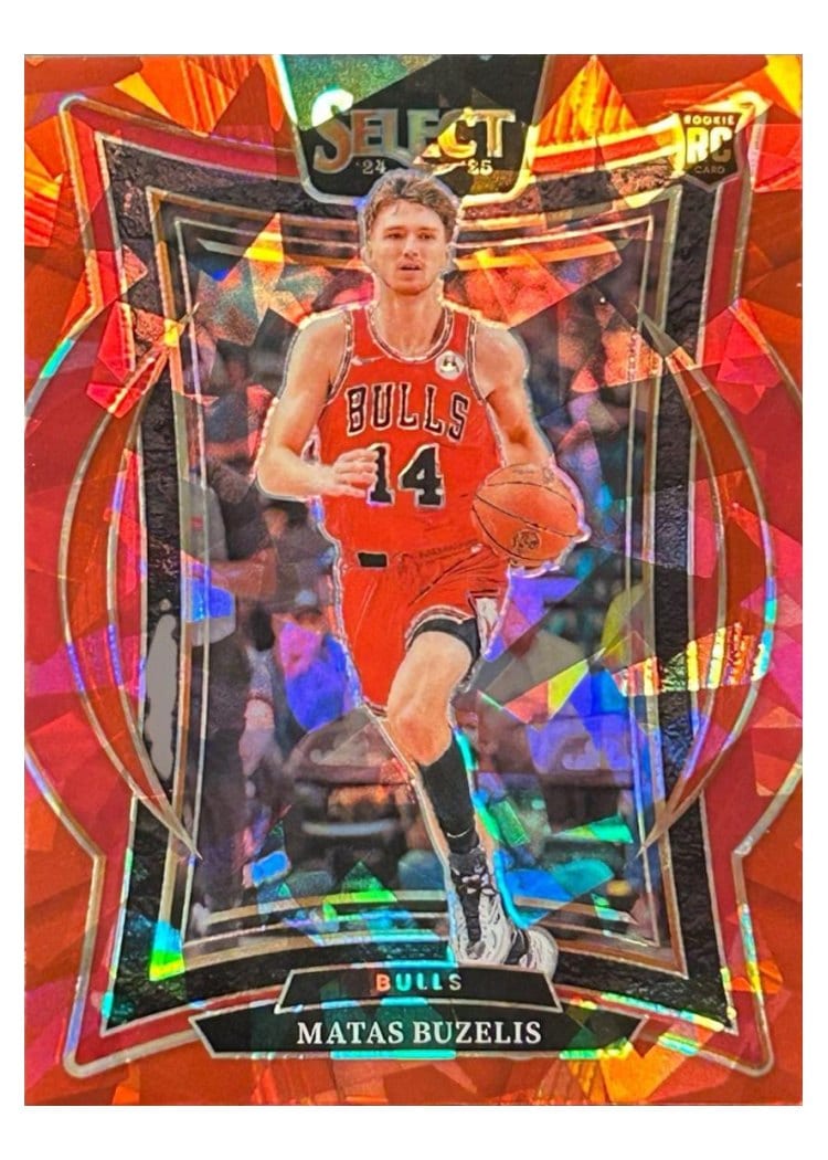 2024-25 Panini Select Base Set Matas Buzelis Red Cracked Ice Prizm #70 card