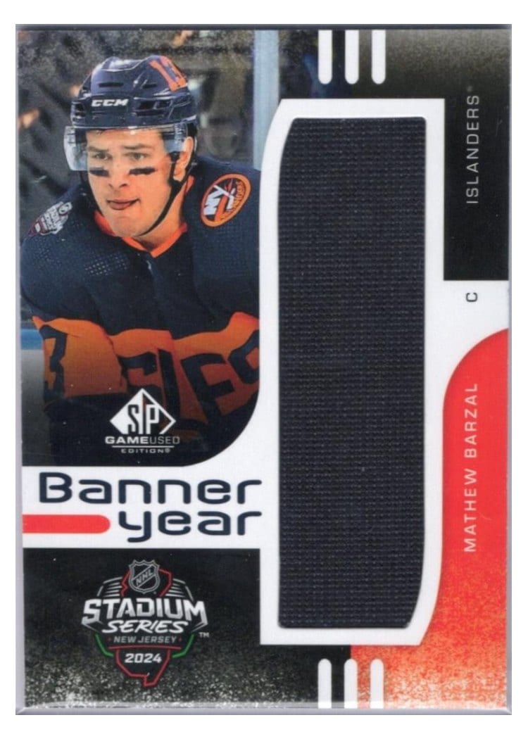 2024-25 SP Game Used 2024 Stadium Series Banner Year Relics Mathew Barzal #BYSS-MB card