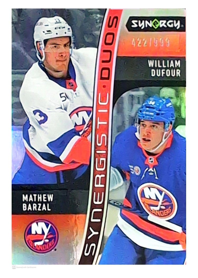 2023-24 Upper Deck Synergy Synergistic Duos Mathew Barzal/William Dufour #SD-3* card