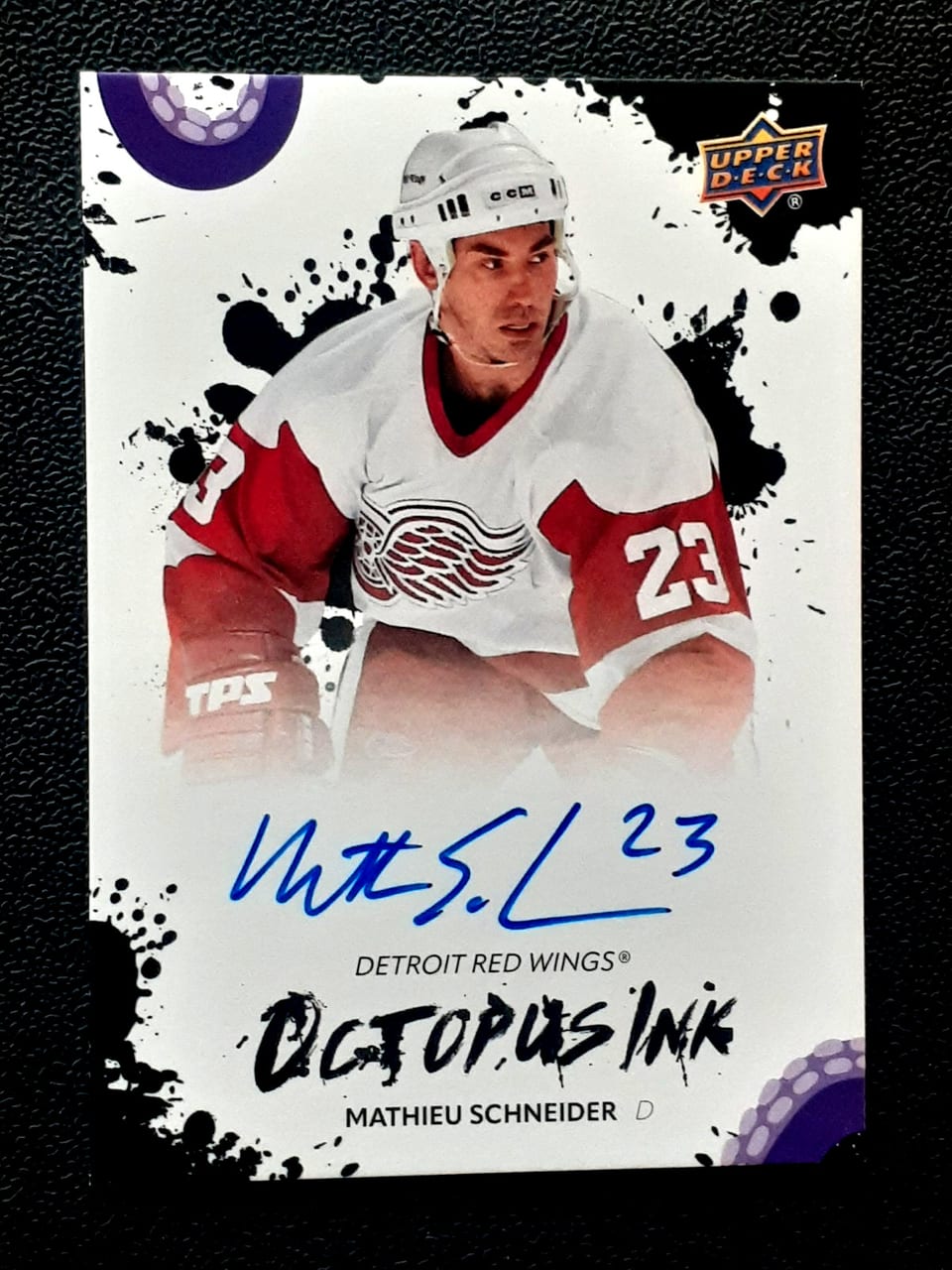2025-26 Upper Deck Detroit Red Wings Centennial Octopus Ink Mathieu Schneider #OI-MA card