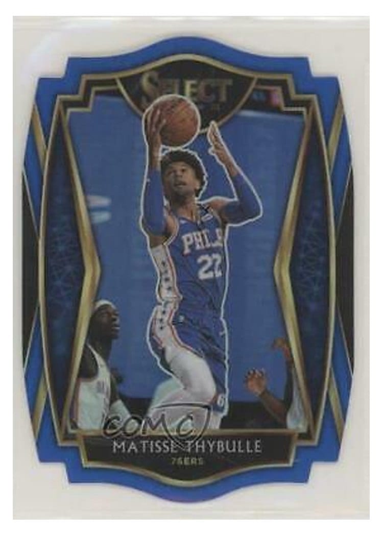 2020-21 Panini Select Base Set Matisse Thybulle Blue Prizm Die Cut #139 card