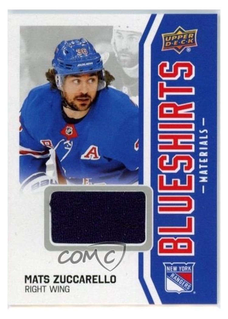 2025-26 Upper Deck New York Rangers Centennial Blueshirts Materials Mats Zuccarello #BSM-ZU card