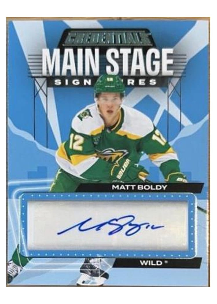 2023-24 Upper Deck Credentials Main Stage Signatures Matt Boldy #MS-BO card