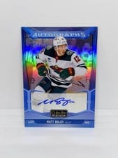 2024-25 O-Pee-Chee Platinum Blue Rainbow Autographs Matt Boldy #BA-MB card