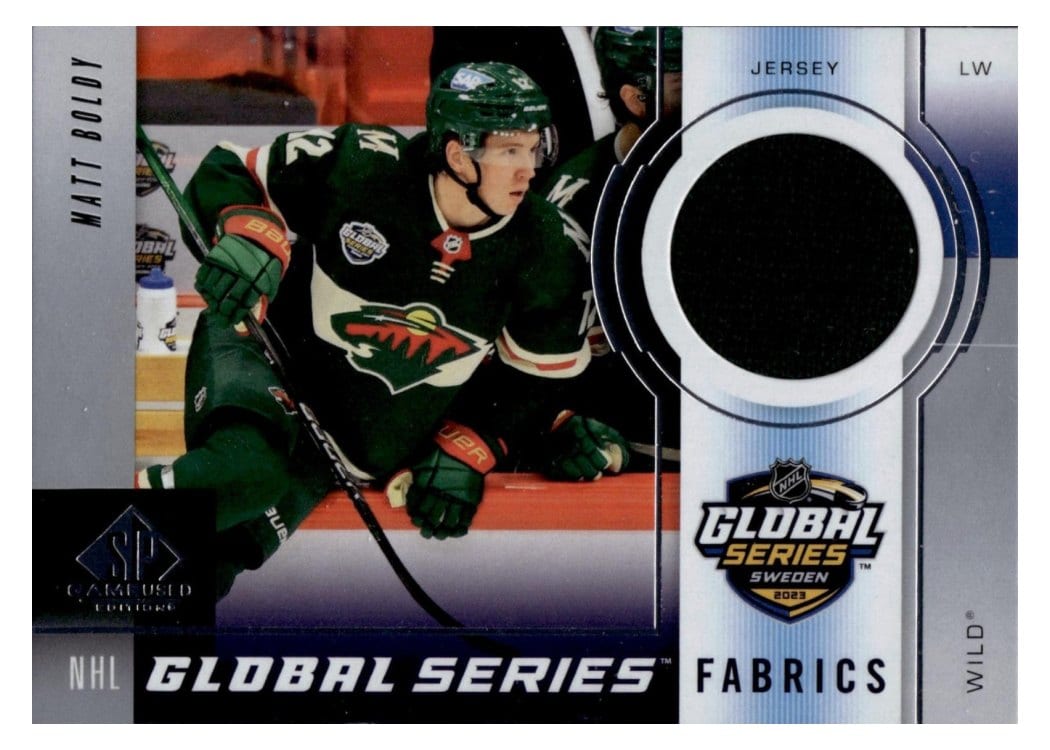 2024-25 SP Game Used 2023 Global Series Sweden Fabrics Matt Boldy #GSF-MB card