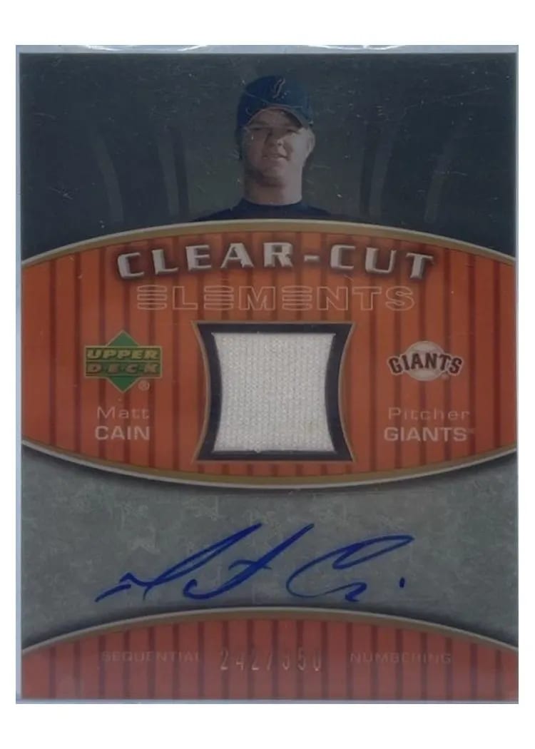 2007 Upper Deck Elements Clear Cut Autograph Matt Cain #CCE-CA card