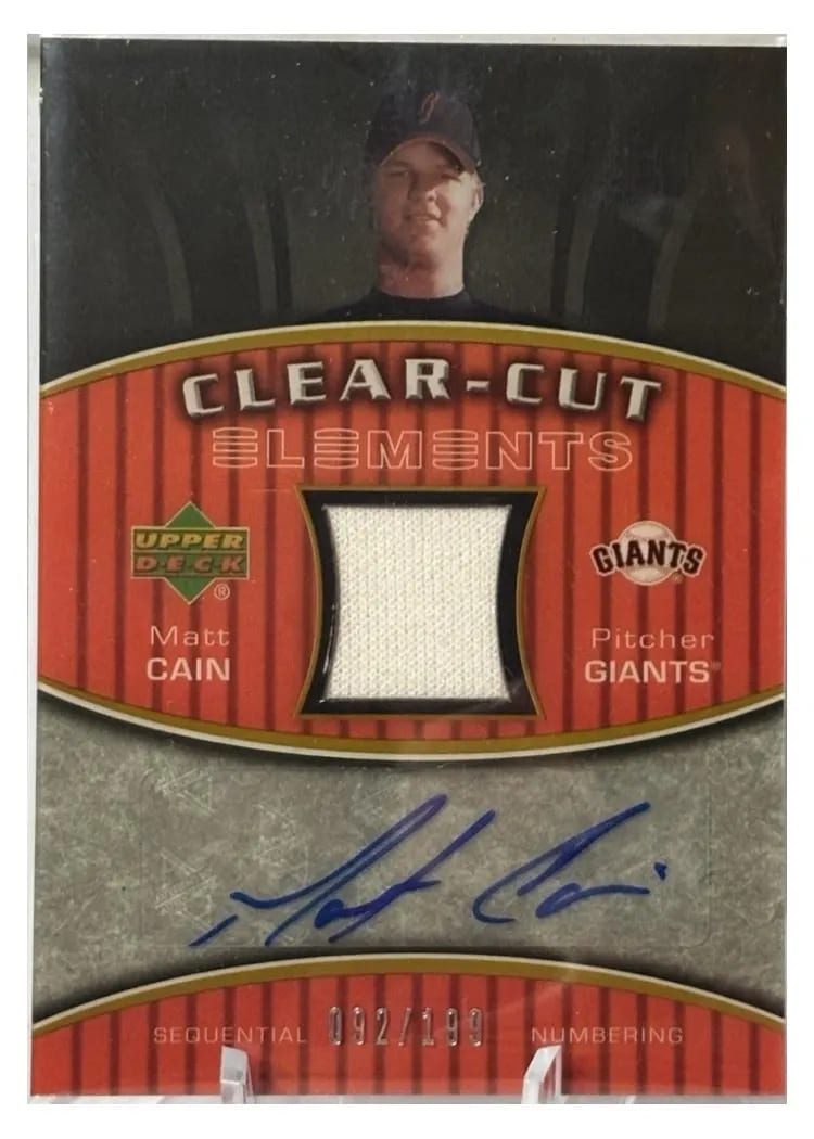 2007 Upper Deck Elements Clear Cut Autograph Matt Cain #CCE-CA card