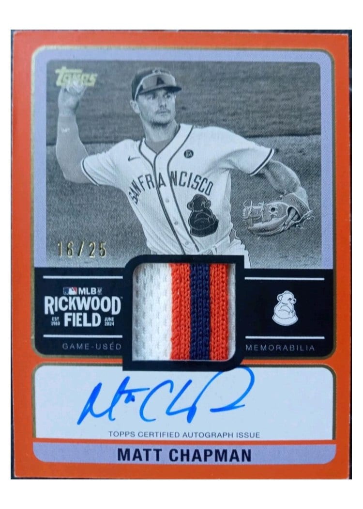 2025 Topps Update Rickwood Autograph Relics Matt Chapman #RWAR-MCH card