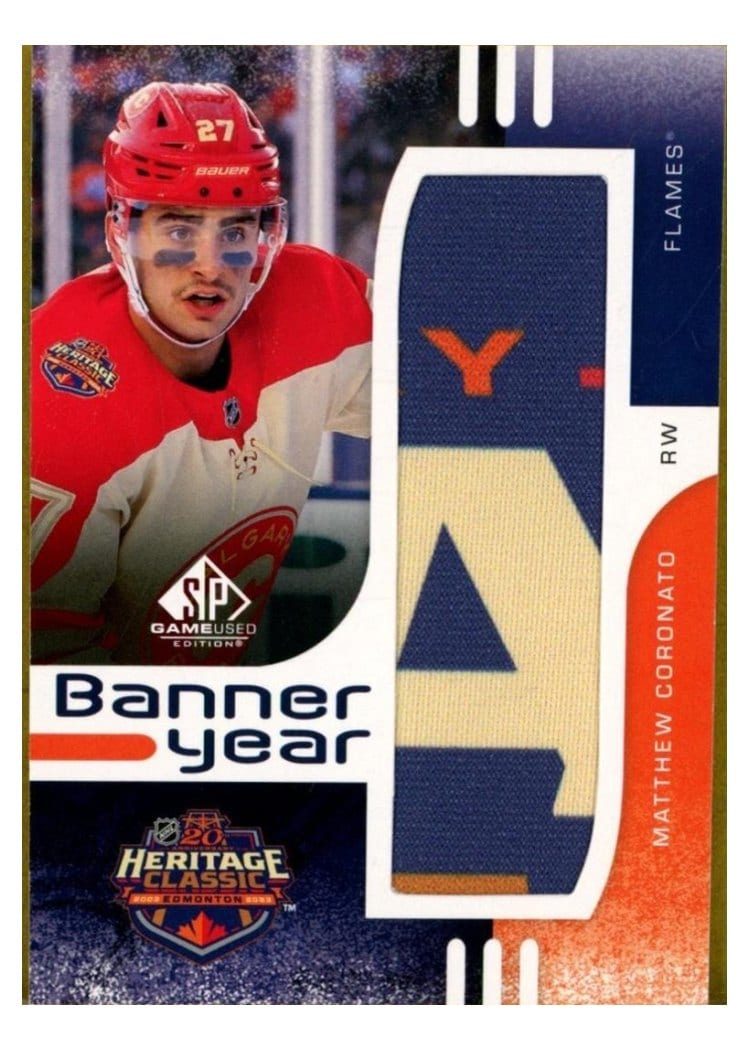 2024-25 SP Game Used 2023 Heritage Classic Banner Year Relics Matt Coronato #BYHC-MC card