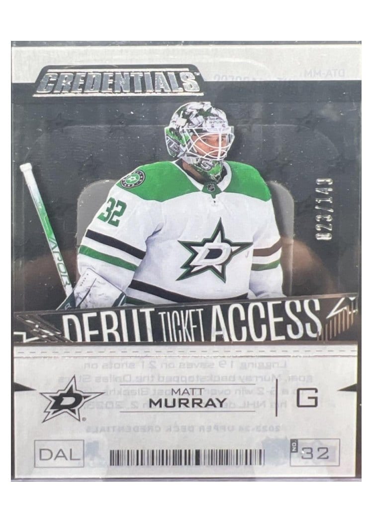2023-24 Upper Deck Credentials Acetate Debut Ticket Access Matt Murray #DTA-MM card