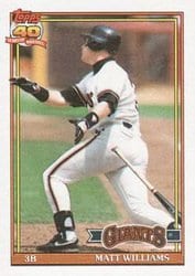 1991 Topps Base Set Matt Williams #190 card