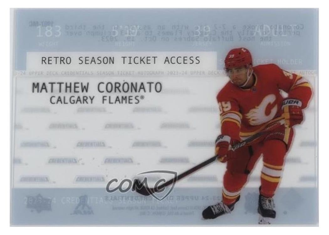 2023-24 Upper Deck Credentials 1997 Season Ticket Acetate Rookies Matthew Coronato #1997-MC card