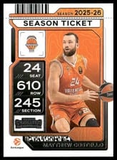 2025-26 Panini Contenders EuroLeague Base Season Ticket Matthew Costello #8 card