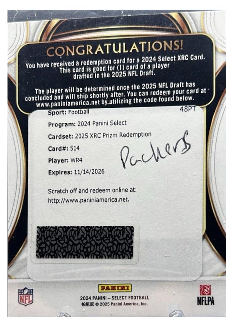 2024 Panini Select 2025 XRC Prizm Redemption Matthew Golden #514 card