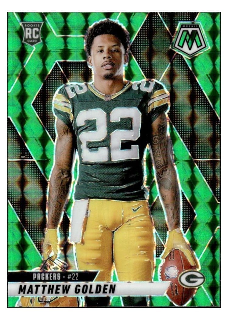 2025 Panini Mosaic Base Set Matthew Golden Green Sparkle #285 card