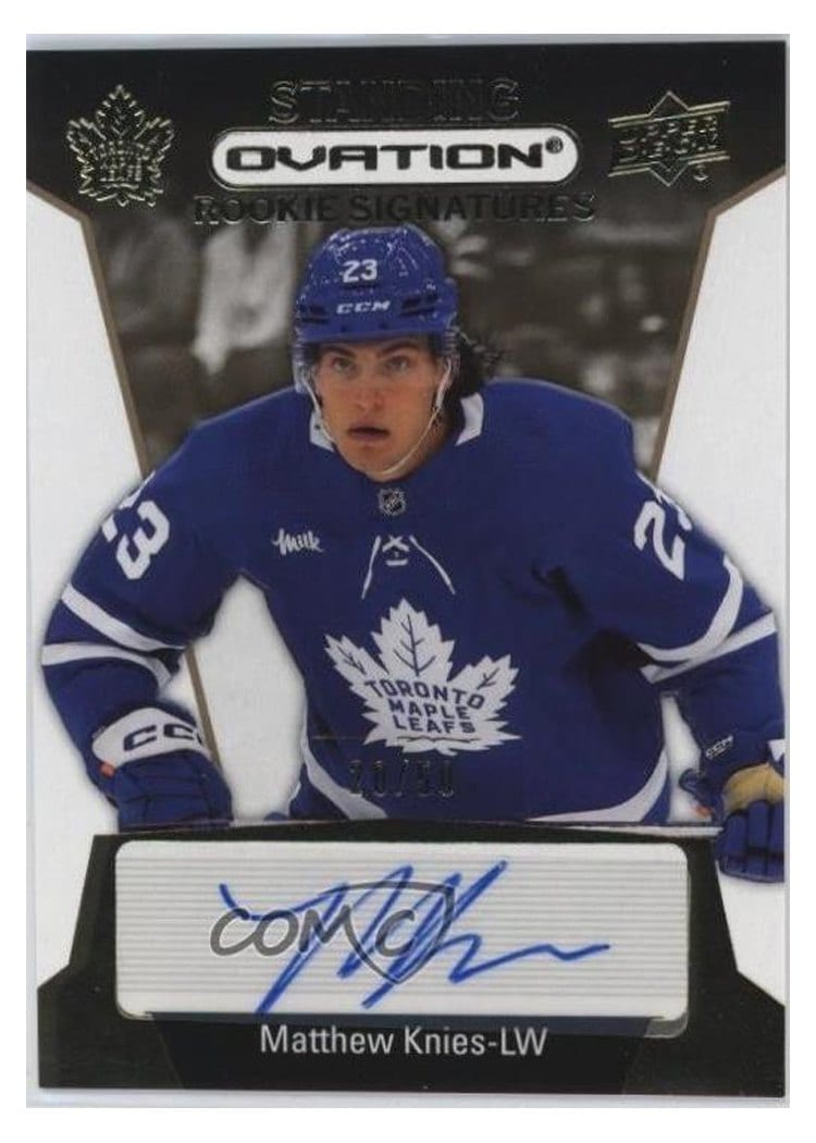 2023-24 Upper Deck Ovation Standing Ovation Rookie Signatures Matthew Knies #SORS-KN card