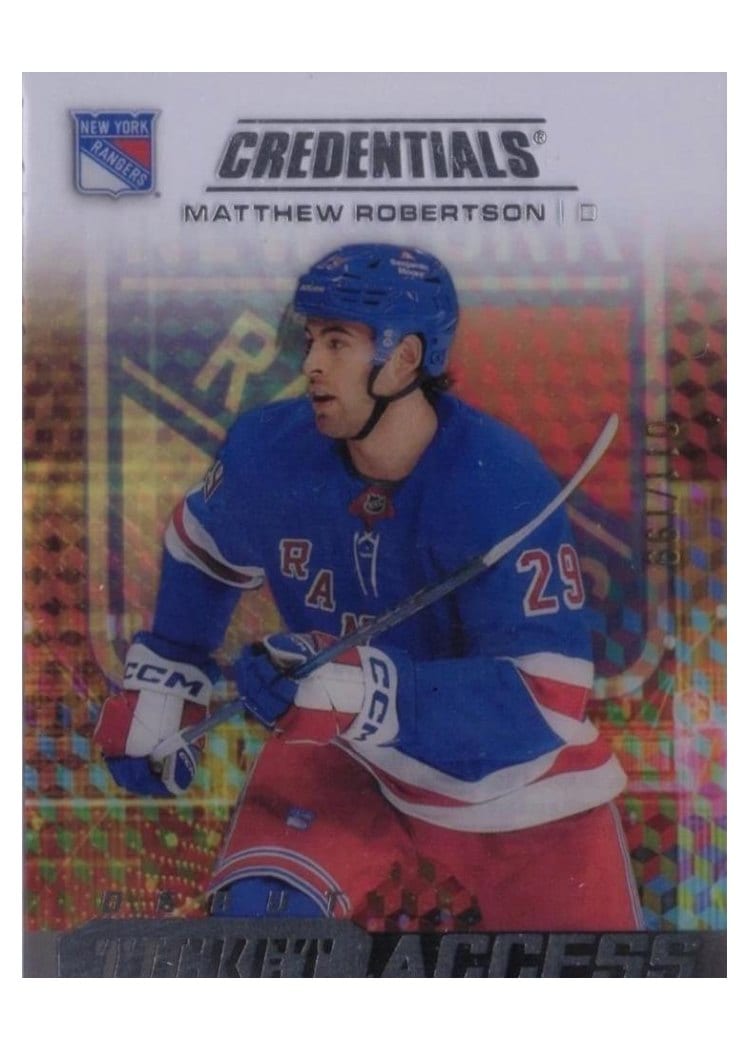 2025-26 Upper Deck Credentials Acetate Debut Ticket Access Matthew Robertson #DTAA-MR card