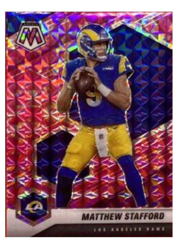 2021 Panini Mosaic Base Set Matthew Stafford Camo Pink Mosaic #116 card