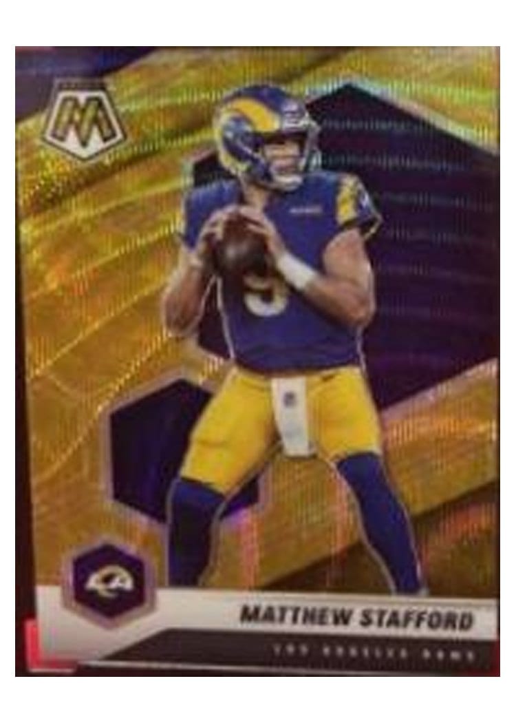 2021 Panini Mosaic Base Set Matthew Stafford Gold Wave Mosaic #116 card