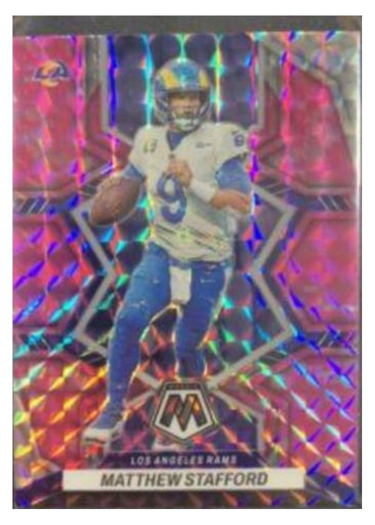 2022 Panini Mosaic Base Set Matthew Stafford Camo Pink #108 card