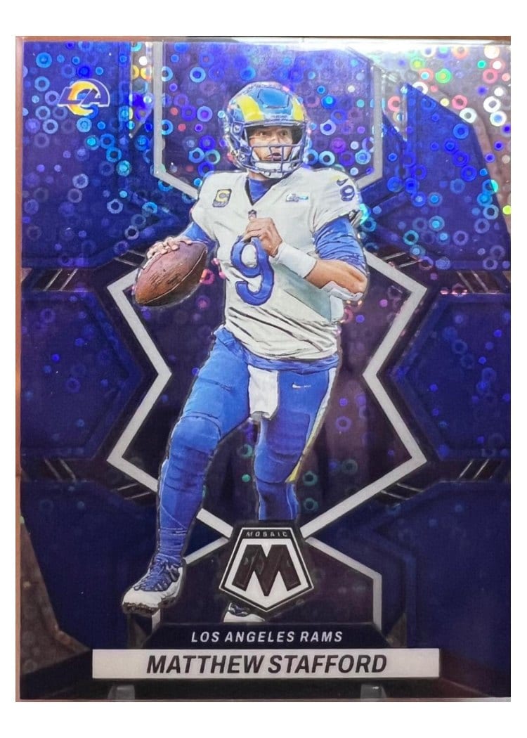 2022 Panini Mosaic Base Set Matthew Stafford No Huddle Blue #108 card