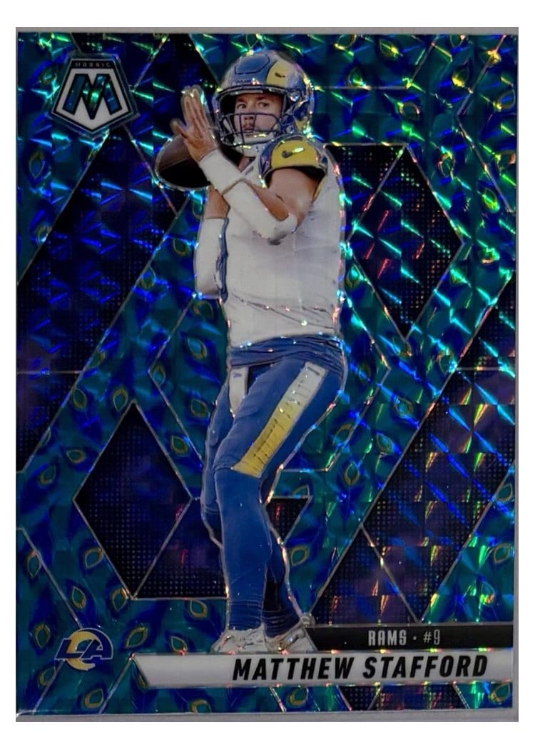 2025 Panini Mosaic Base Set Matthew Stafford Choice Peacock #96 card