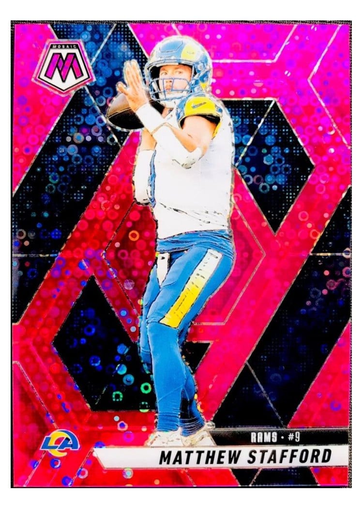 2025 Panini Mosaic Base Set Matthew Stafford No Huddle Pink #96 card