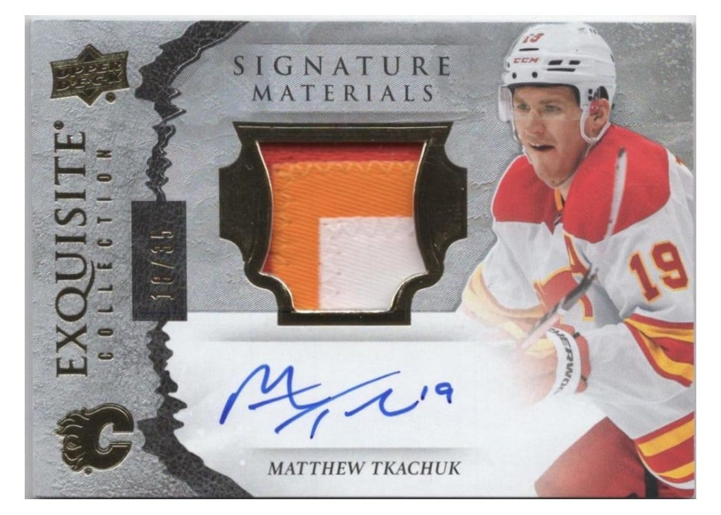 2021-22 Upper Deck Ice Exquisite Collection Material Signatures Matthew Tkachuk #ESM-MT card