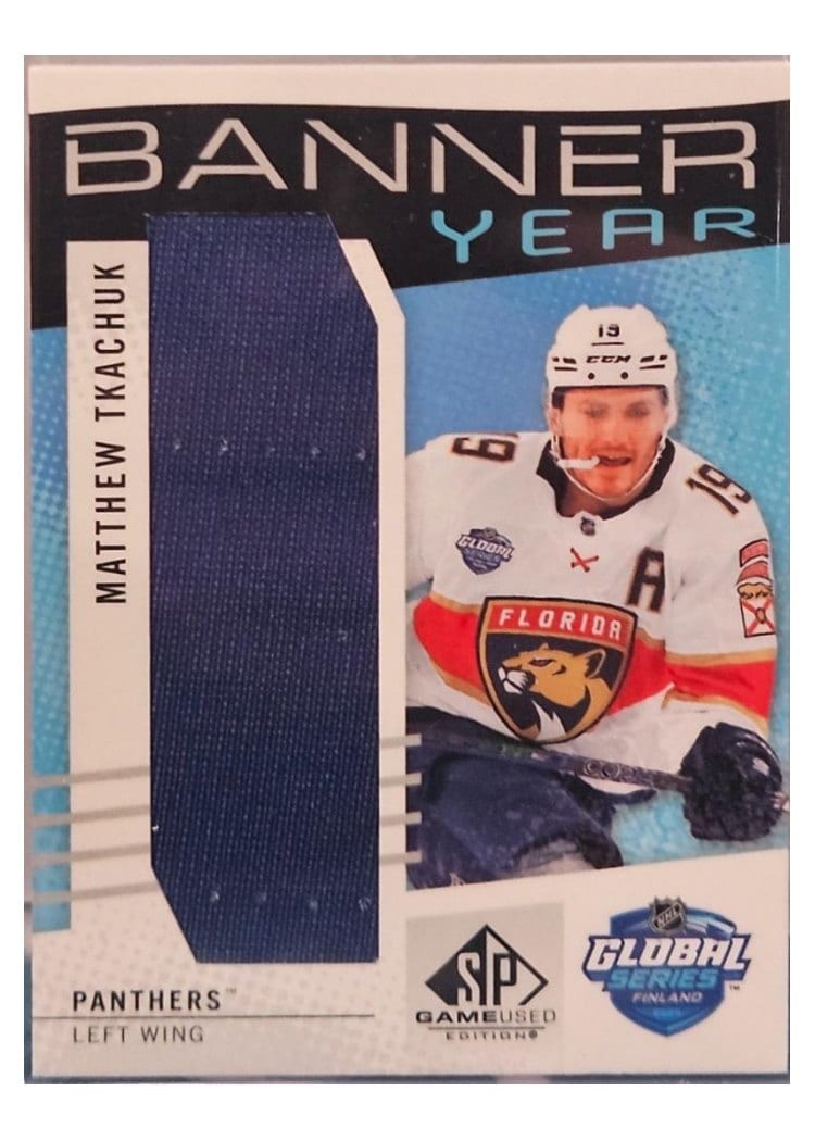 2025-26 SP Game Used 2024 Global Series Stars vs. Panthers Banner Year Relics Matthew Tkachuk #BTGSF-MT card
