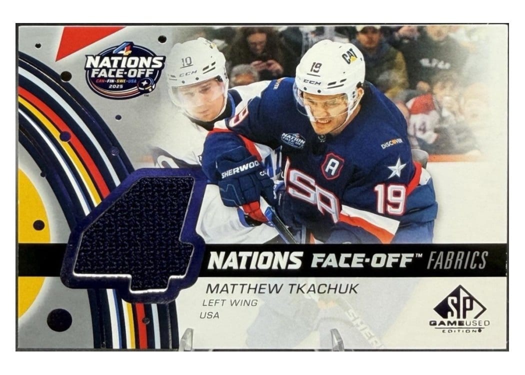 2025-26 SP Game Used 2025 4 Nations Face-Off Fabrics Matthew Tkachuk #4N-MT card