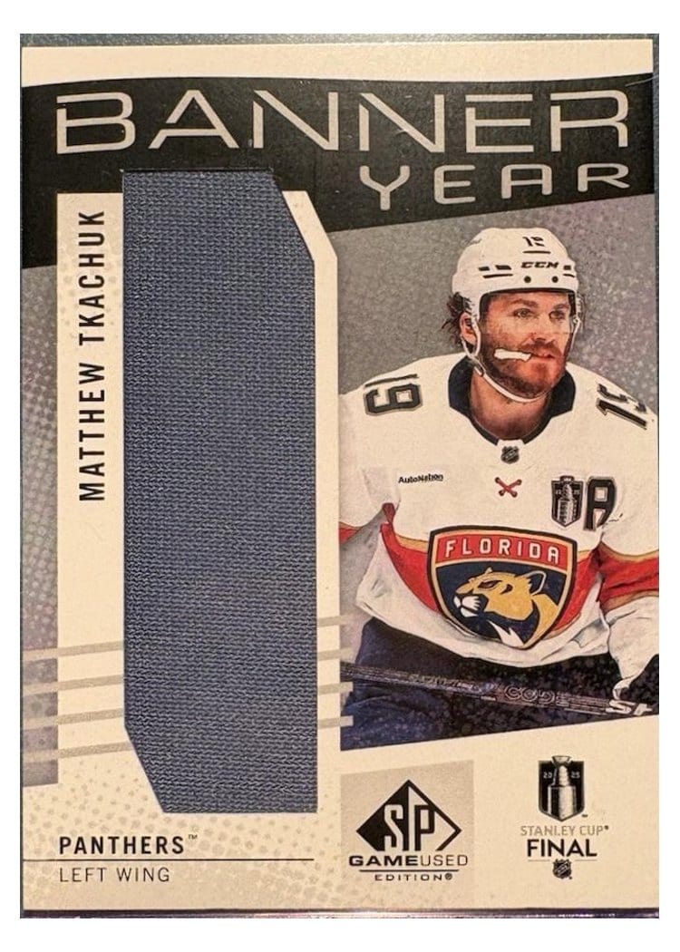 2025-26 SP Game Used 2025 Stanley Cup Finals Banner Year Relics Matthew Tkachuk #BYSC-MT card