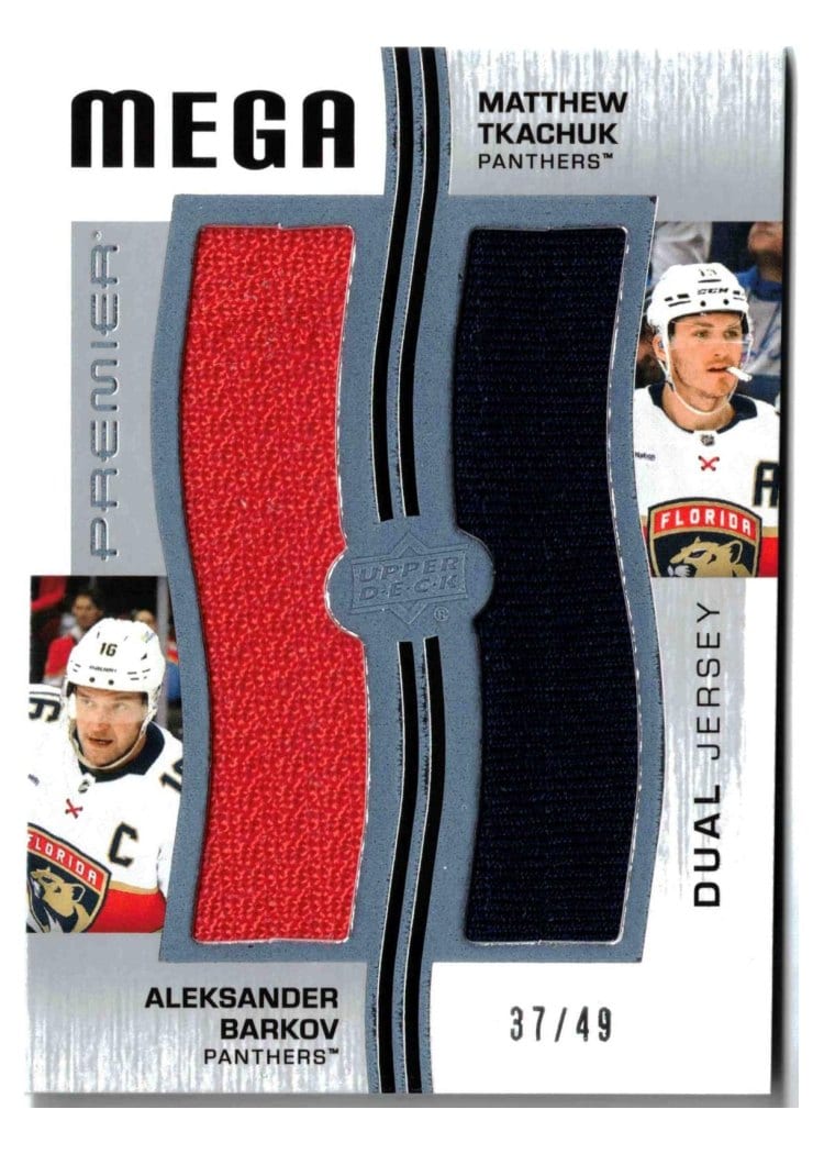 2023-24 Upper Deck Premier Premier Mega Jersey Duos Matthew Tkachuk/Aleksander Barkov #PM2-TB card
