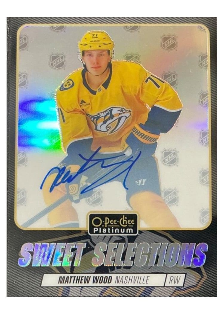 2025-26 O-Pee-Chee Platinum Sweet Selections Rainbow Auto Matthew Wood #SS-13 card