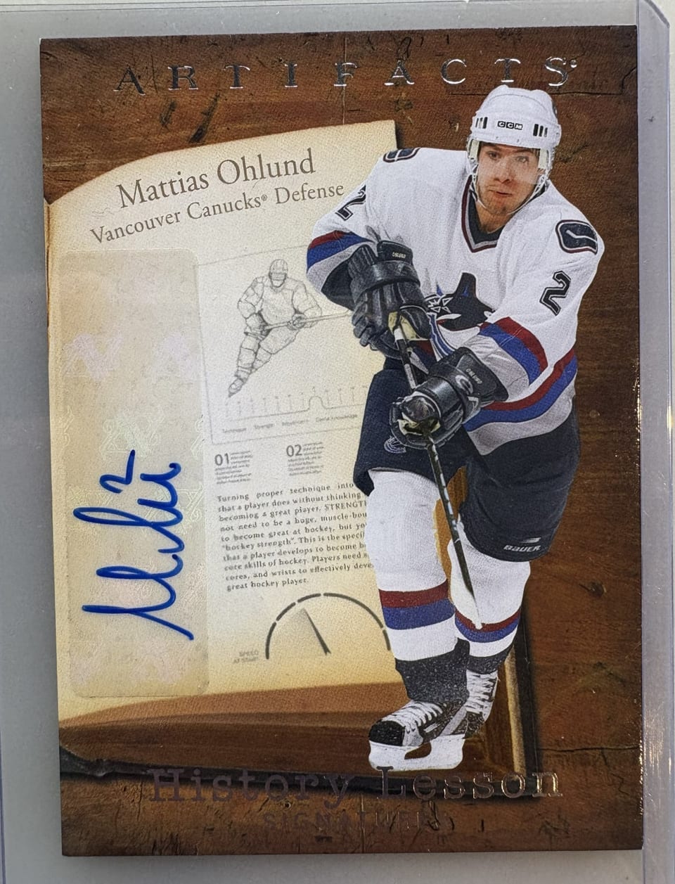 2025-26 Upper Deck Artifacts History Lesson Signatures Mattias Ohlund #HL-8A card