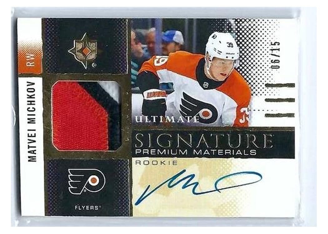 2024-25 Upper Deck Ultimate Collection Rookie Signature Premium Materials Matvei Michkov #RSM-MM card