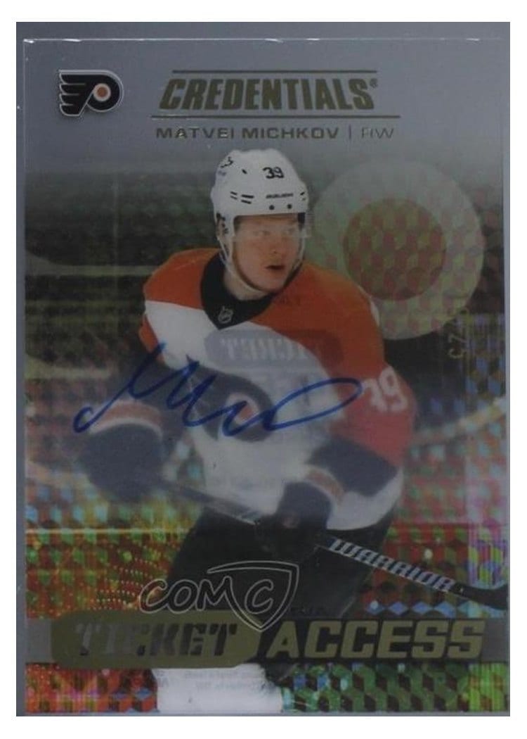 2025-26 Upper Deck Credentials Acetate Ticket Access Matvei Michkov #TA-MM card
