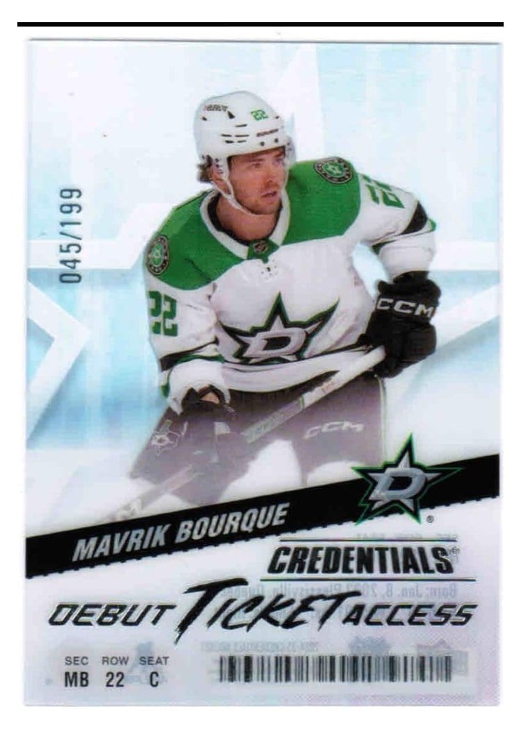 2024-25 Upper Deck Credentials Acetate Debut Ticket Access Mavrik Bourque #DTAA-MB card