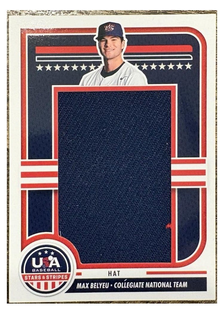 2025 Panini Stars & Stripes Jumbo Material Batting Glove Brand Logo Max Belyeu #JMJ-ZG card
