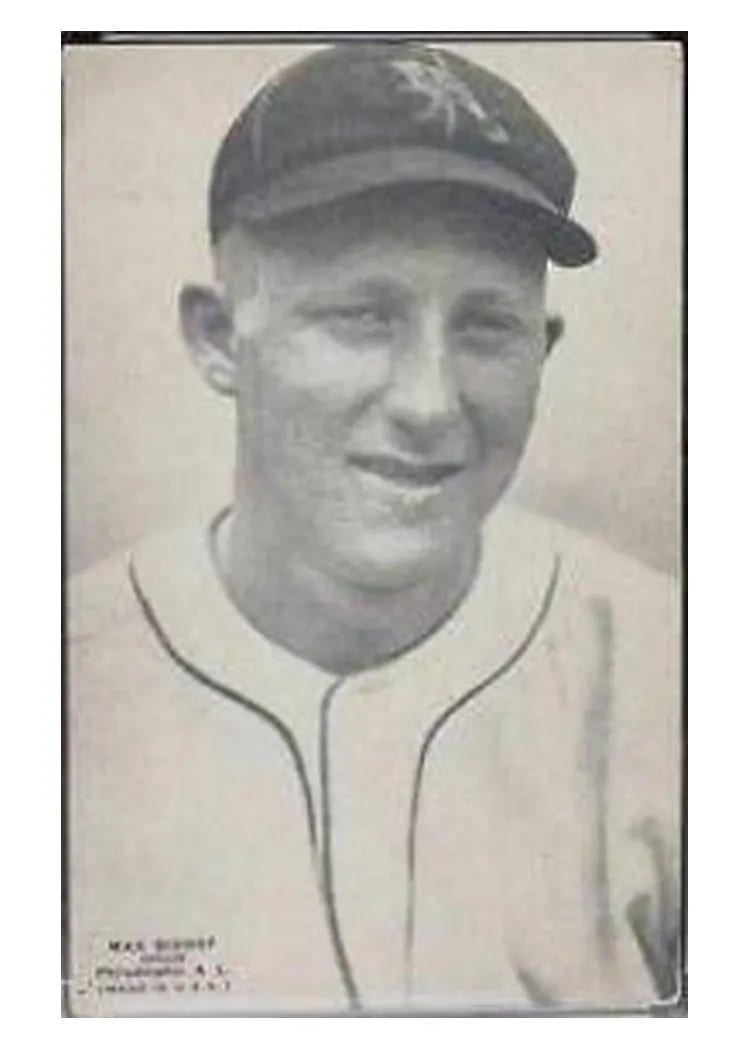 1925 Exhibits Max Bishop card