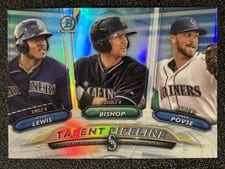 2018 Bowman Talent Pipeline Chrome Max Povse, Kyle Lewis, Braden Bishop #SEA card