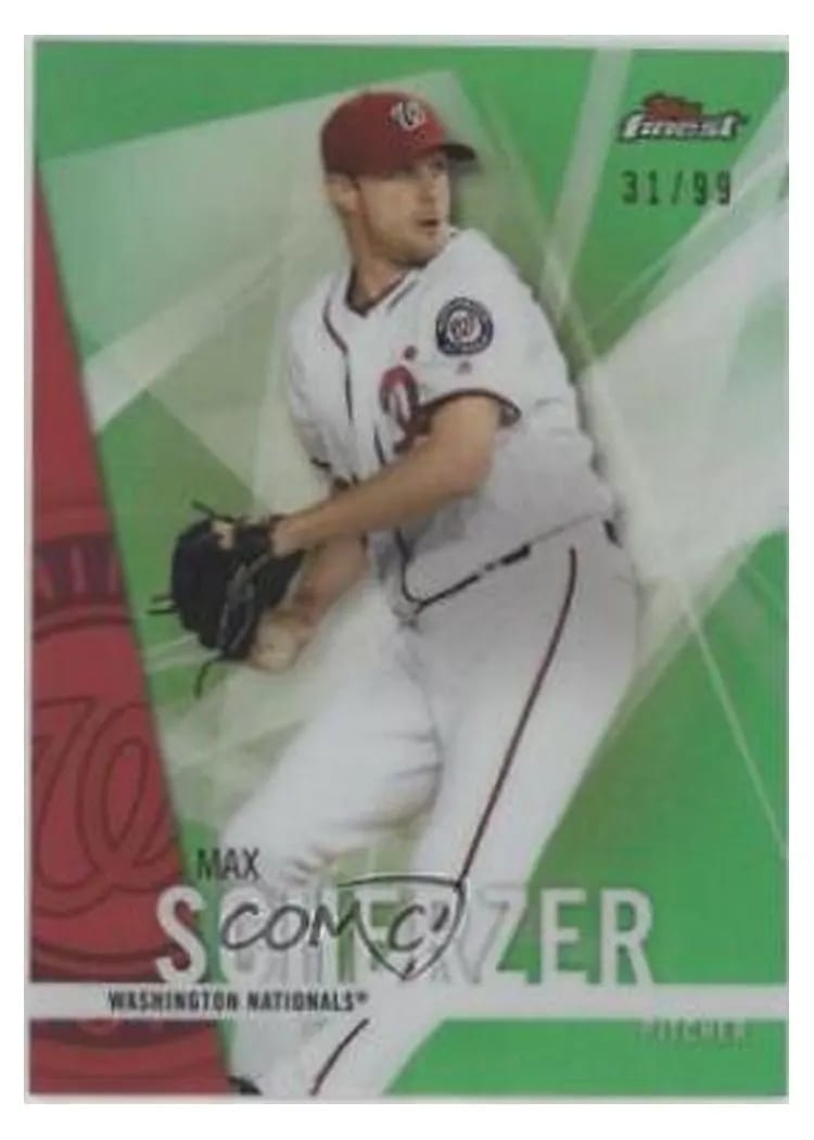 2017 Finest Base Set Max Scherzer Green Refractor #9 card