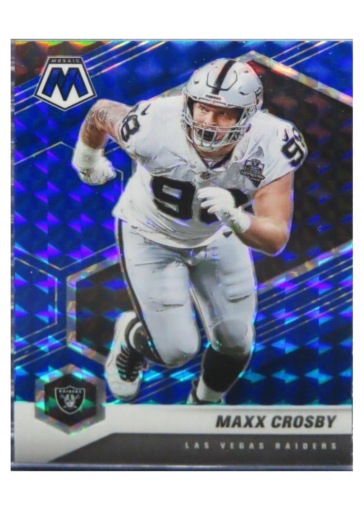 2021 Panini Mosaic Base Set Maxx Crosby Reactive Blue Mosaic #110 card