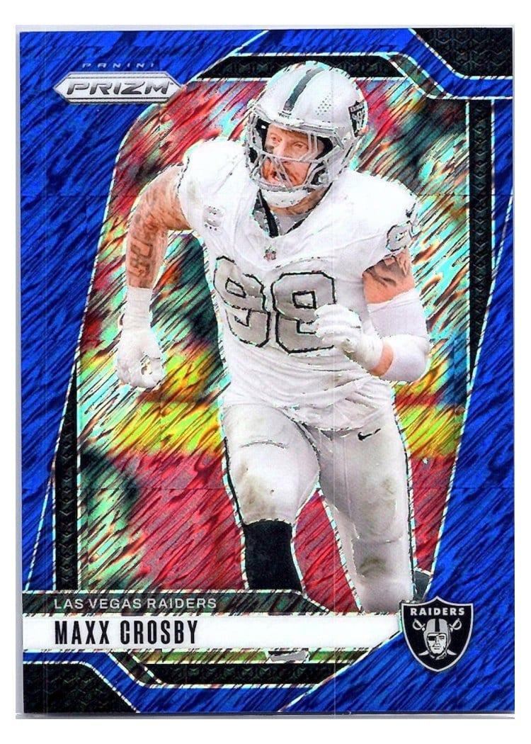 2024 Panini Prizm Base Set Maxx Crosby Blue Shimmer #152 card