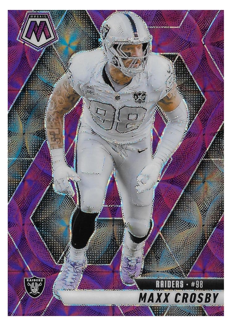 2025 Panini Mosaic Base Set Maxx Crosby Purple Scope #249 card