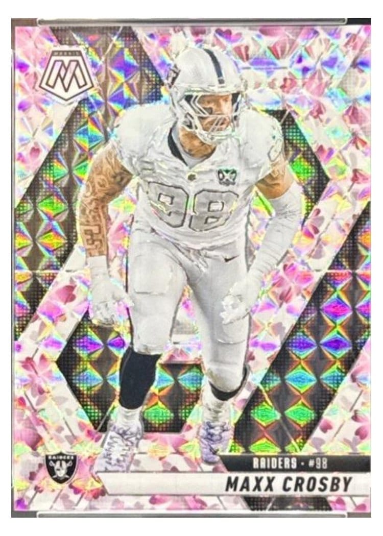 2025 Panini Mosaic Base Set Maxx Crosby Choice Cherry Blossom #249 card