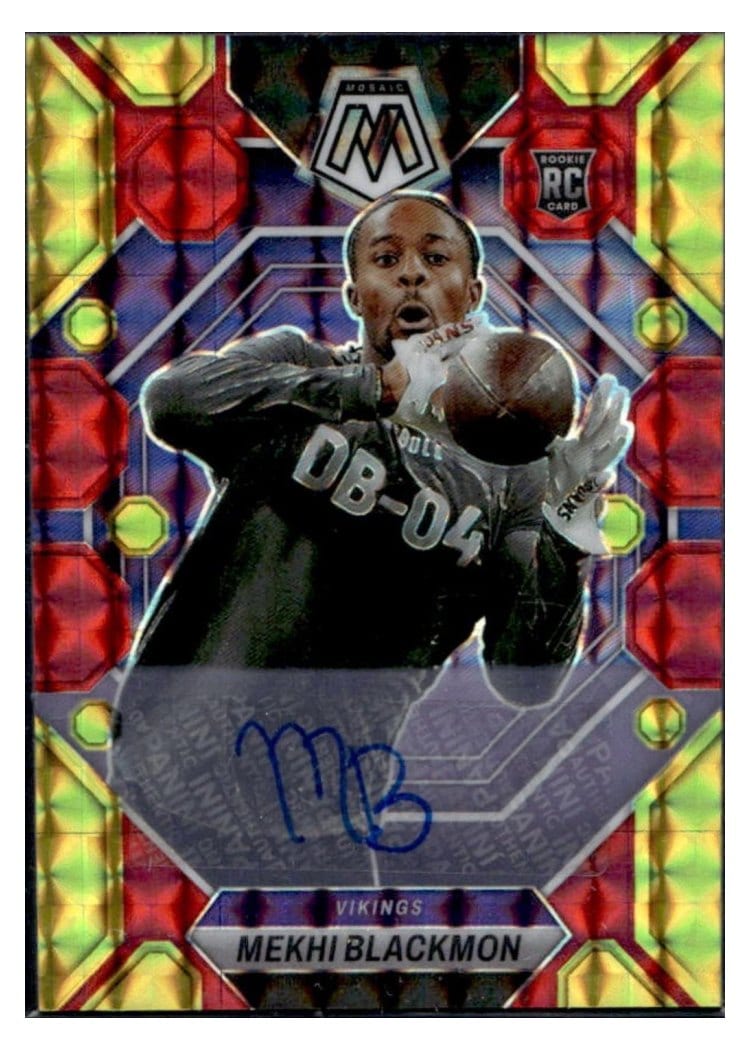 2023 Panini Mosaic Base Set Mekhi Blackmon Autograph Choice Fusion Red Yellow #348 card