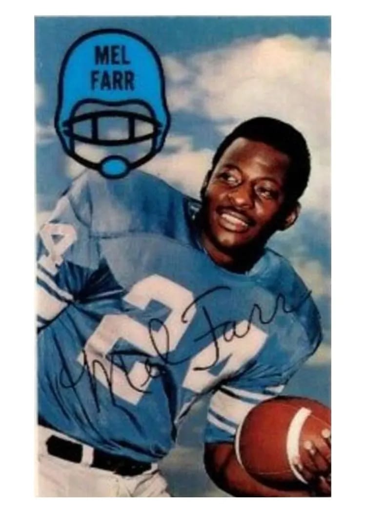 1970 Kellogg's Mel Farr #22 card